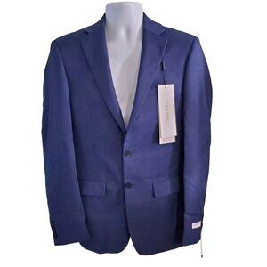 Calvin Klein Wool Suit Jacket Mens 36 Regular Slim Fit Blue Flaw Holes